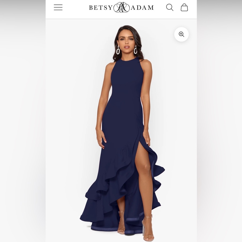 PETITE "ARIELLE" RUFFLE TIER SCUBA CREPE DRESS